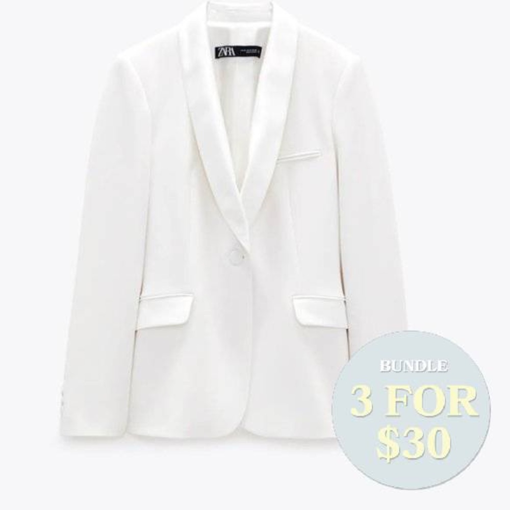 White Zara blazer small open single button - Picture 1 of 14